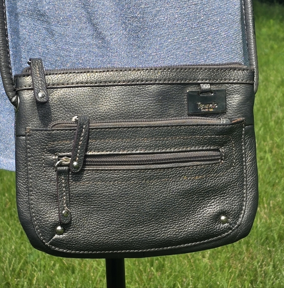 Tignanello Leather Gray  Crossbody - Picture 1 of 6